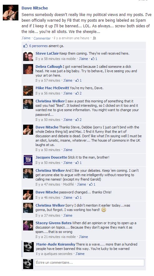 Dave Nitsche averti par Facebook