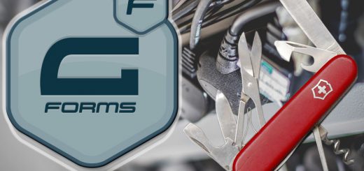 Des prises, un couteau Suisse et le logo Gravity Forms