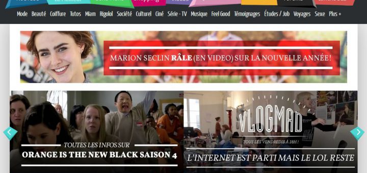 Screenshot du haut de la page d'acceuil