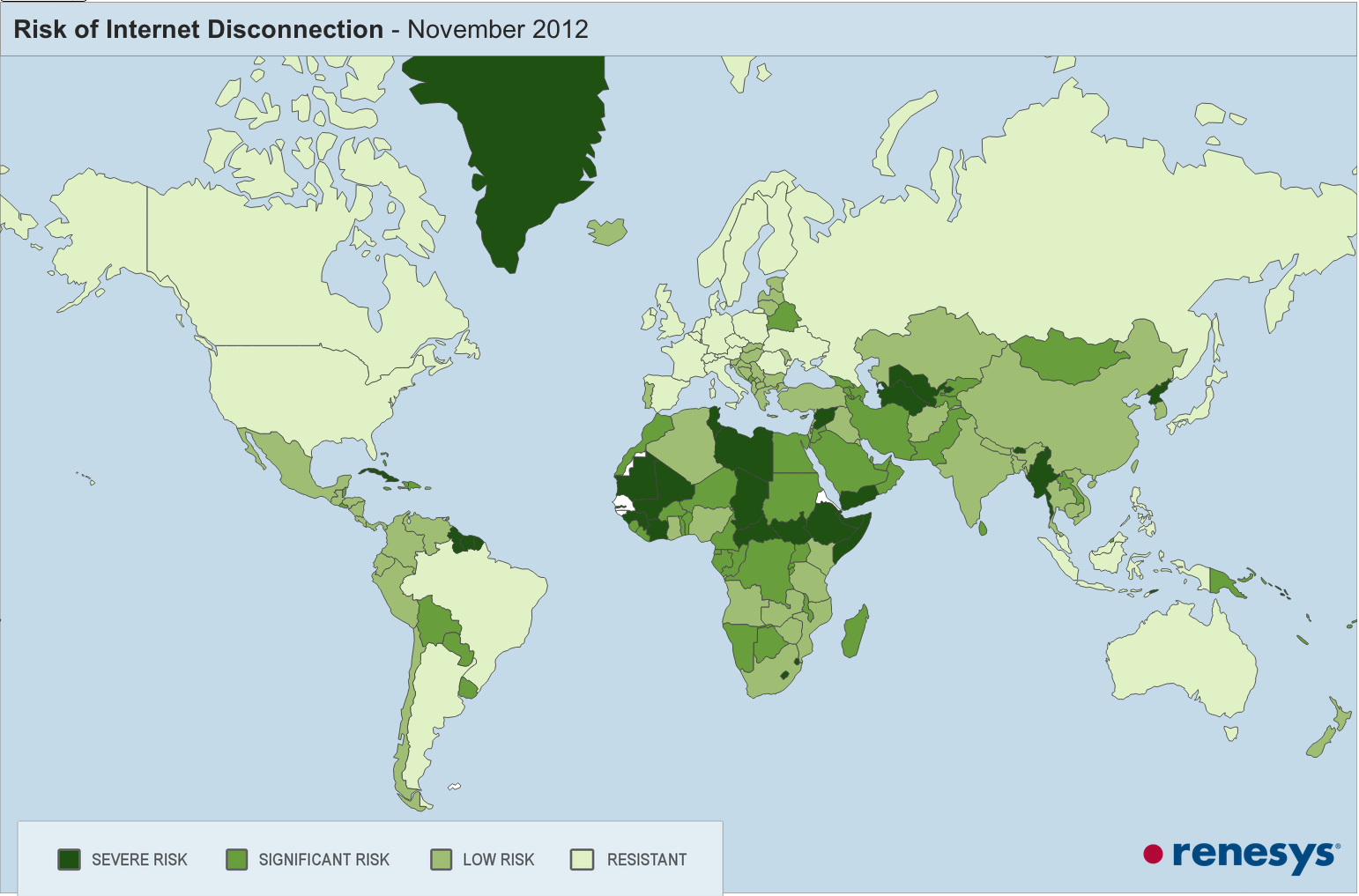Résistance des pays à une coupure globale internet