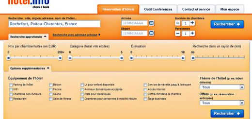 Screenshot des critères de recherche